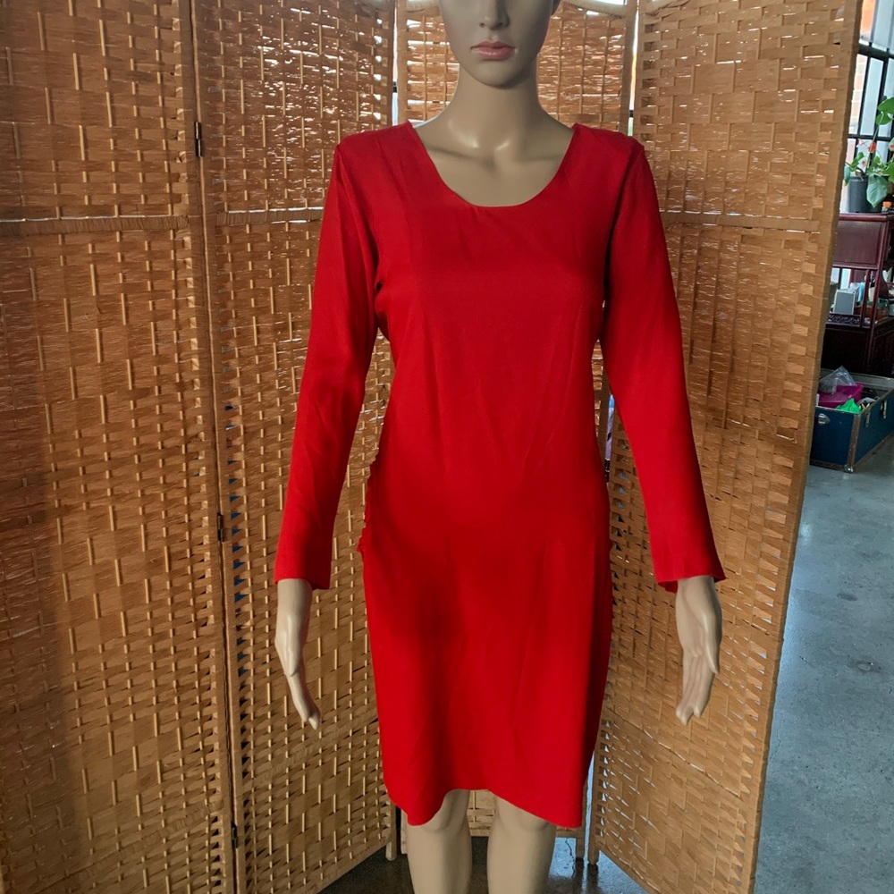 Vintage 80s 90s red drape cocktail dress holiday